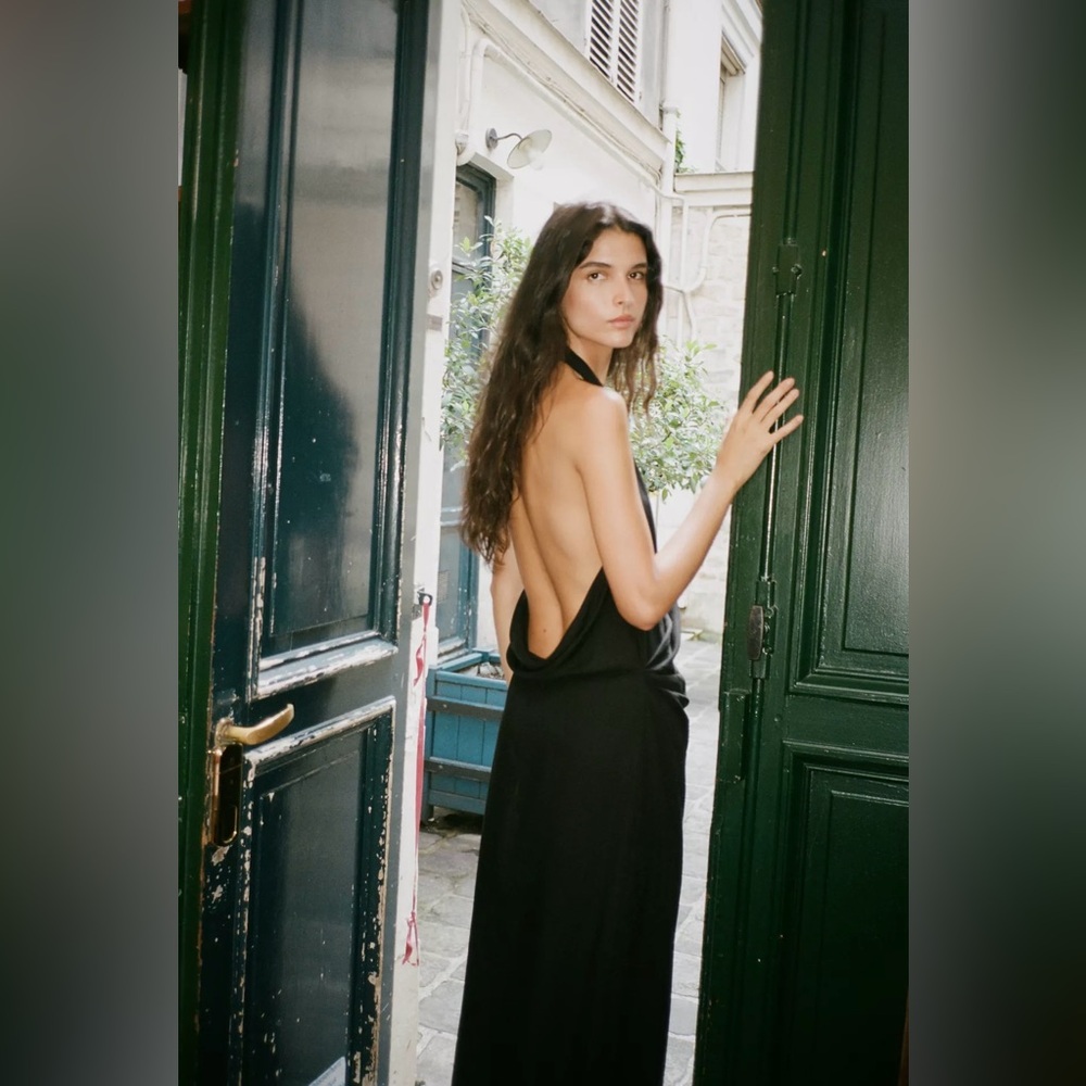 Zara halter neck flowy draped midi dress - Picture 2 of 6